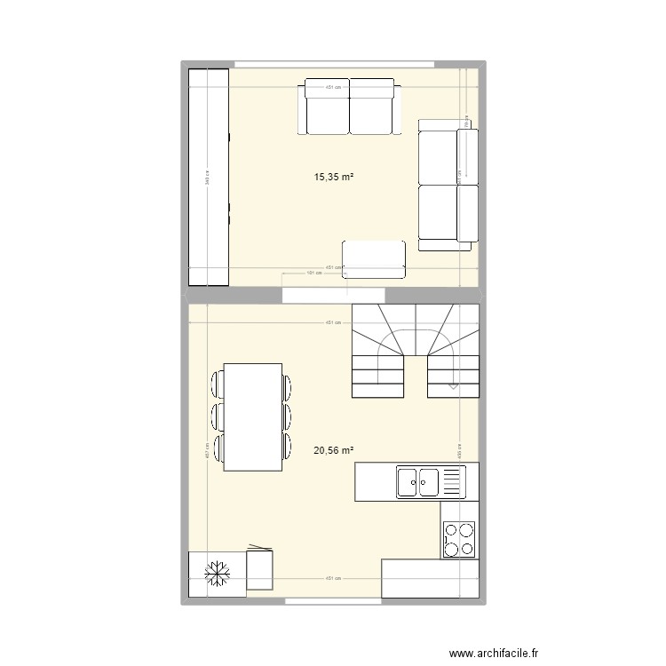 Briand-1. Plan de 2 pièces et 36 m2