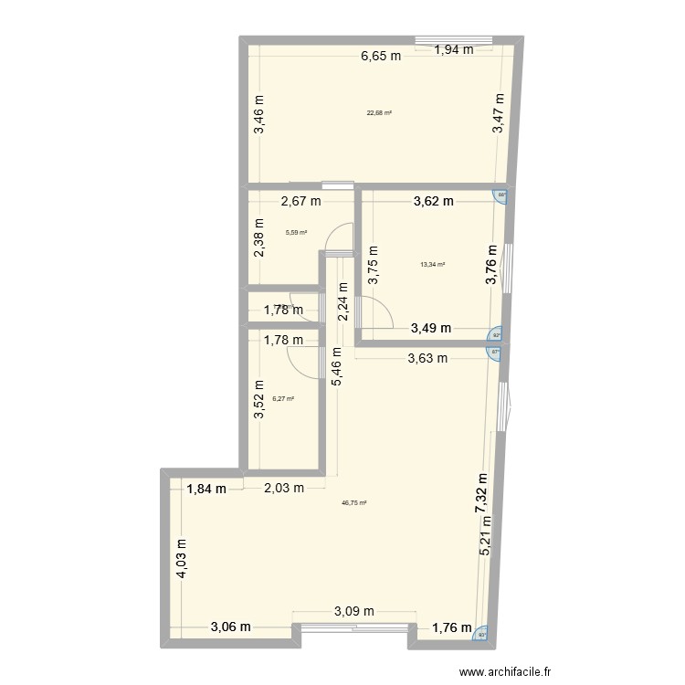 chamadelle petite maison3. Plan de 6 pièces et 96 m2
