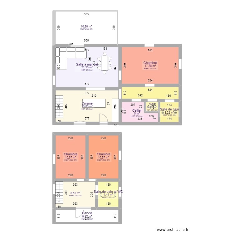 Bâti project 2. Plan de 12 pièces et 129 m2