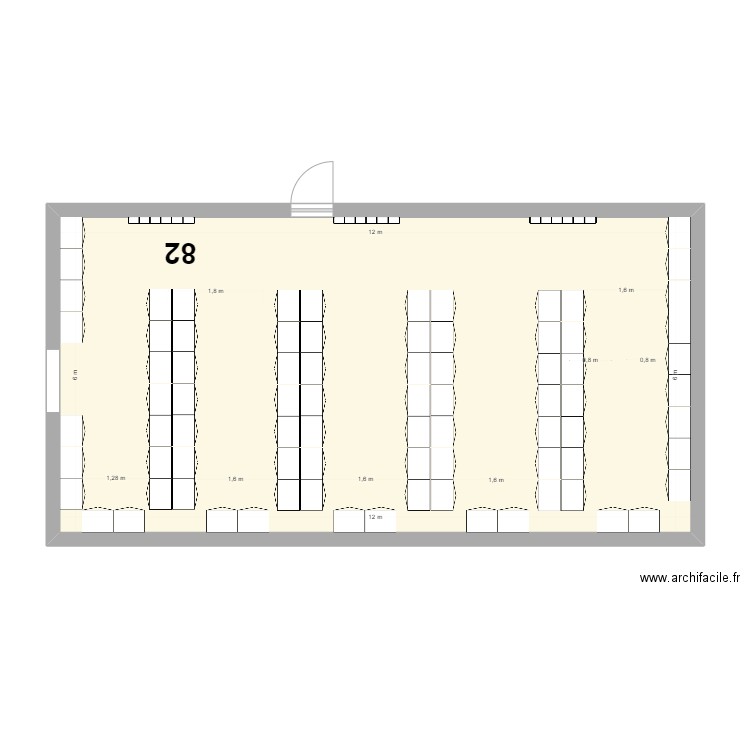 vestiaire 4. Plan de 1 pièce et 72 m2