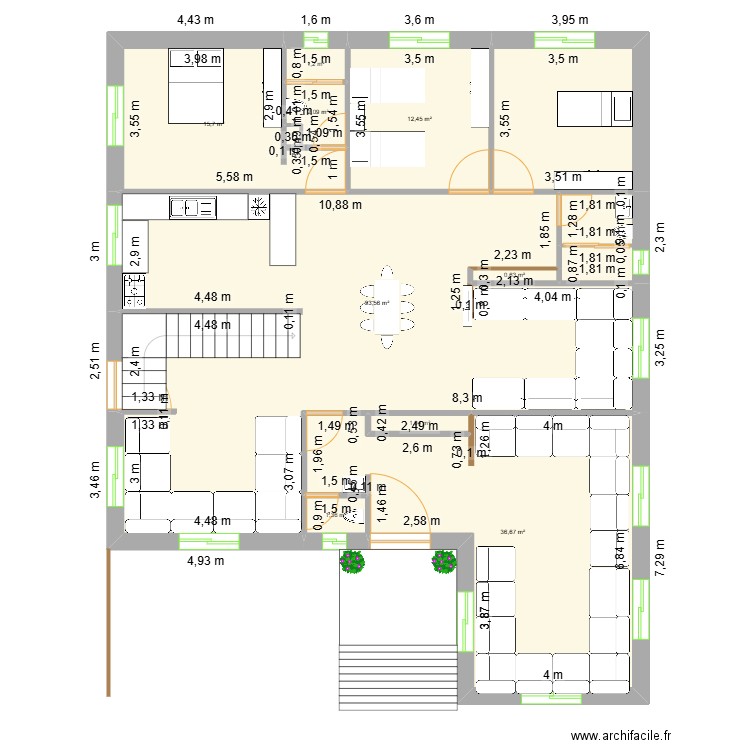 maison 1. Plan de 10 pièces et 165 m2
