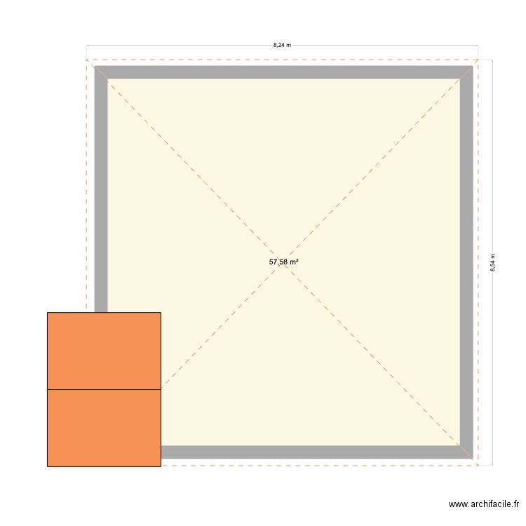 toit 2. Plan de 1 pièce et 58 m2