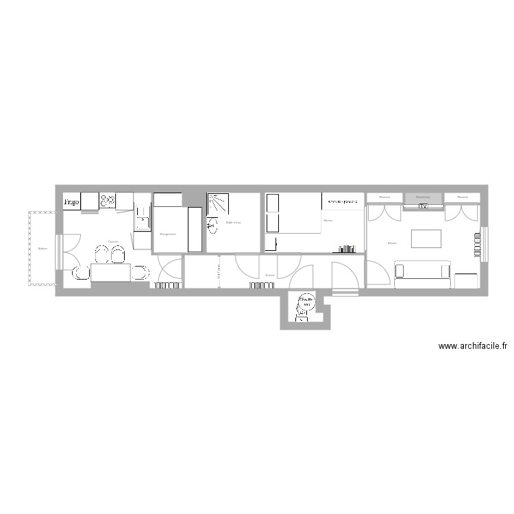 Cornaton. Plan de 13 pièces et 47 m2