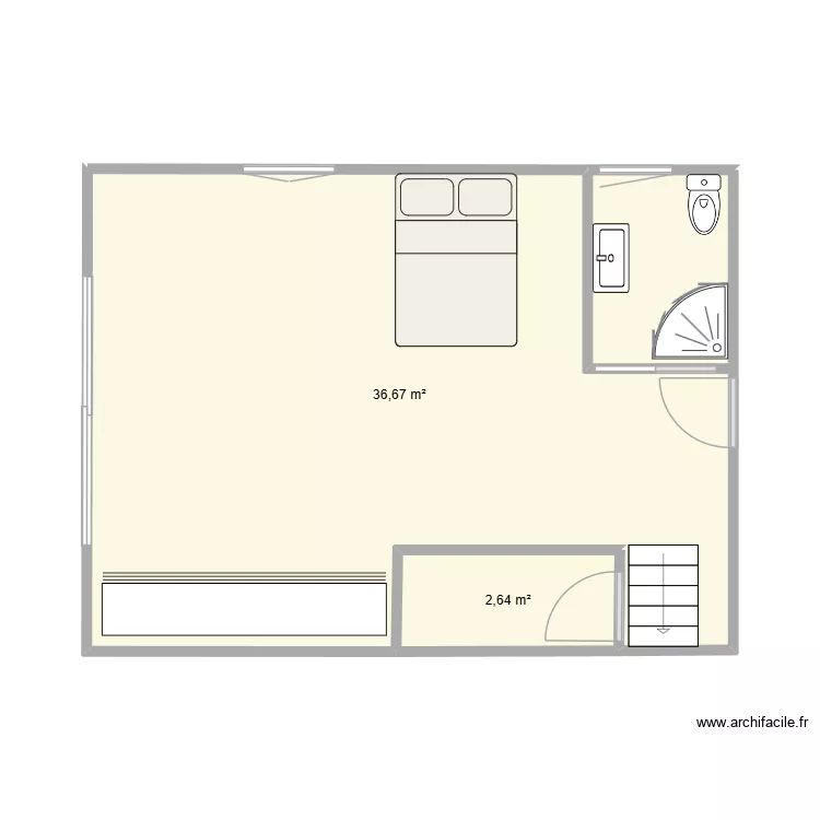 garage. Plan de 2  et 39 m²