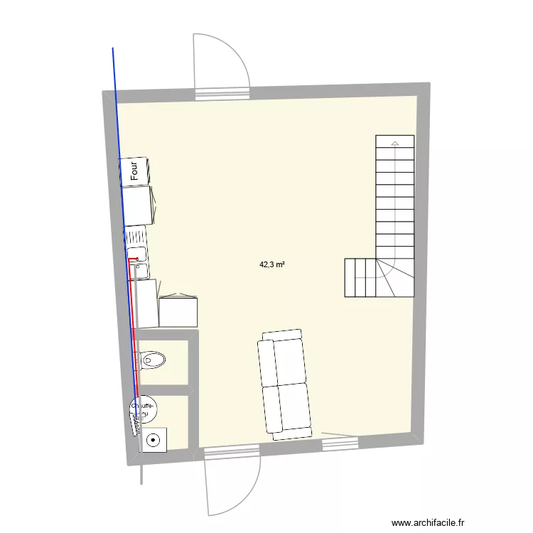 maison 1. Plan de 1  et 42 m²