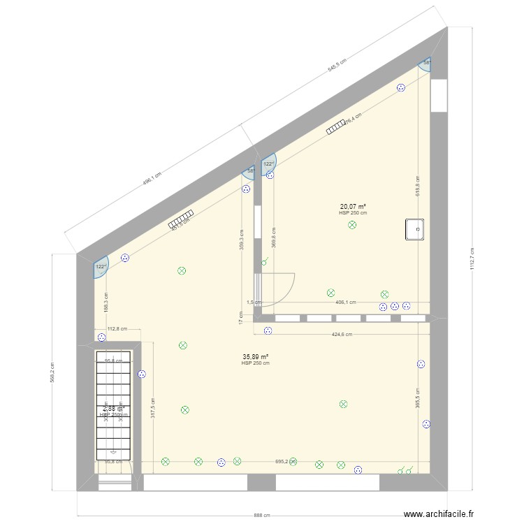 atelier/ boutique jason. Plan de 3 pièces et 59 m2