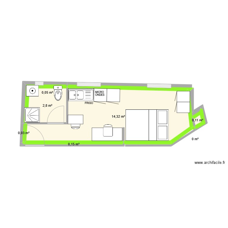 AL MONTESQUIEU V1. Plan de 7 pièces et 17 m2