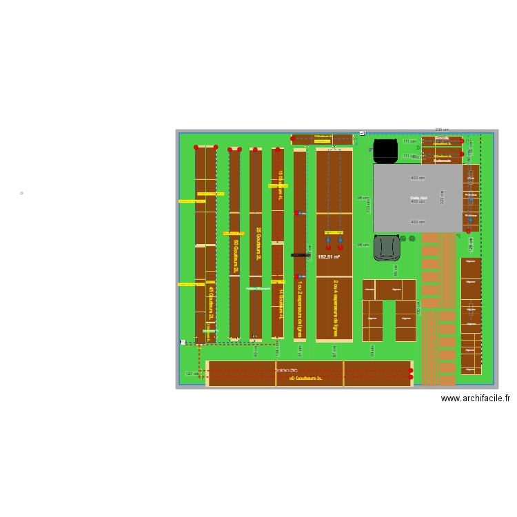 Potager 2024. Plan de 1 pièce et 183 m2