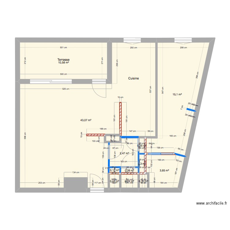 barattolo. Plan de 13 pièces et 78 m2