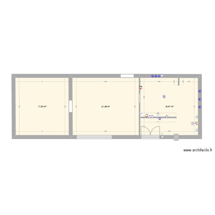 resto prise inter. Plan de 3 pièces et 57 m2