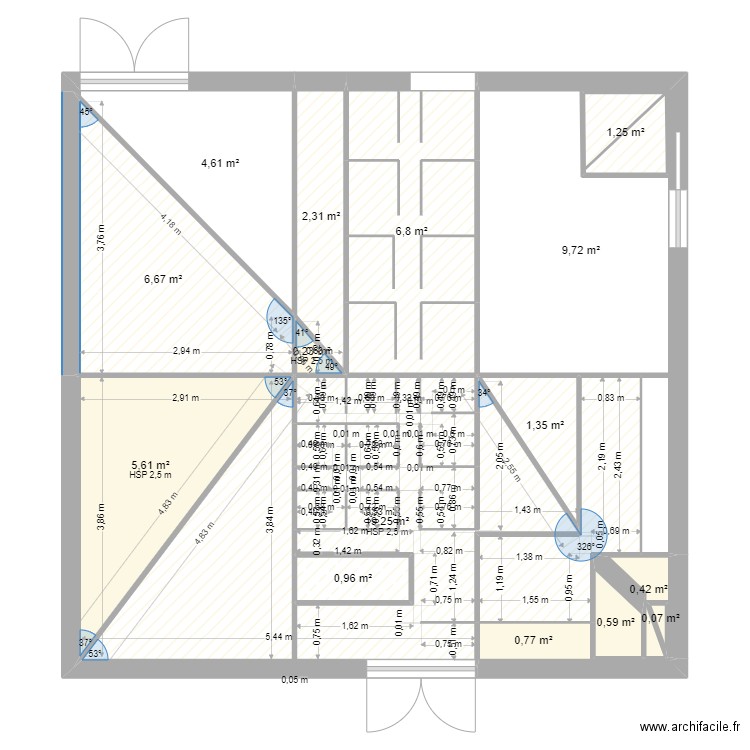 EXO DE DAD. Plan de 15 pièces et 62 m2