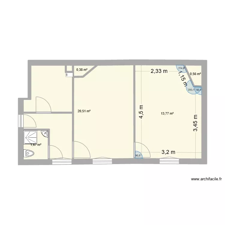 Malakoff ETAT ACTUEL. Plan de 5 Pièces et 37 m²