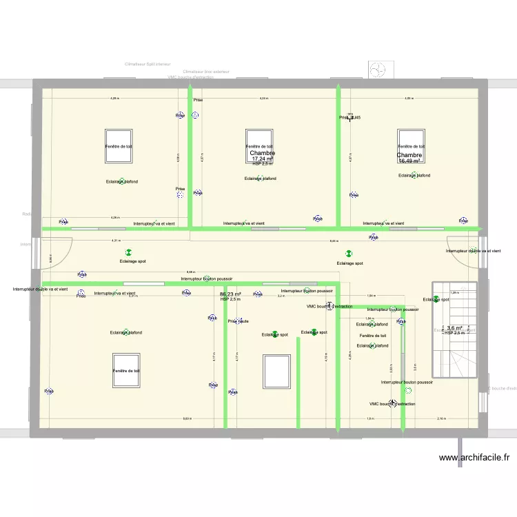 Baylet &eacute;tage &eacute;lec. Plan de 