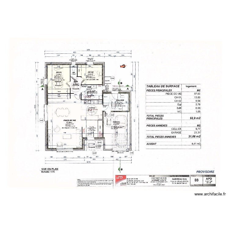 GABOREAU ERIC ET FABIENNE. Plan de 0 pièce et 0 m2