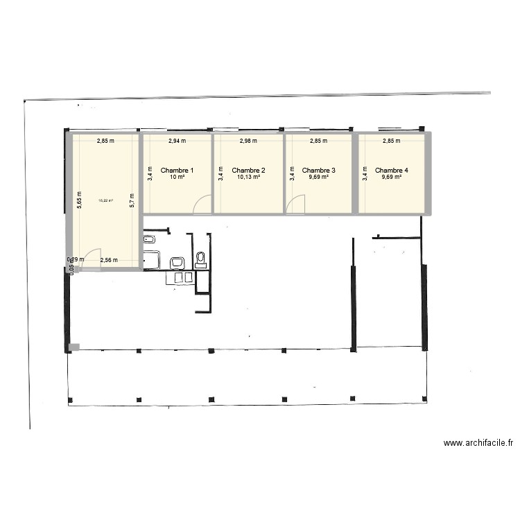 Plan Maubuisson. Plan de 5 pièces et 56 m2