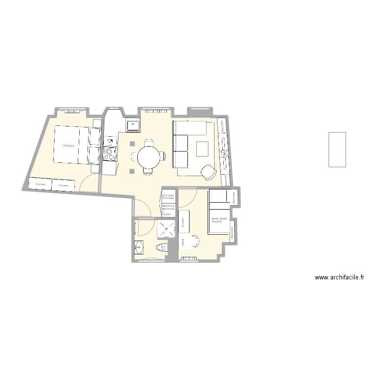 Picardie3. Plan de 4 pièces et 39 m2