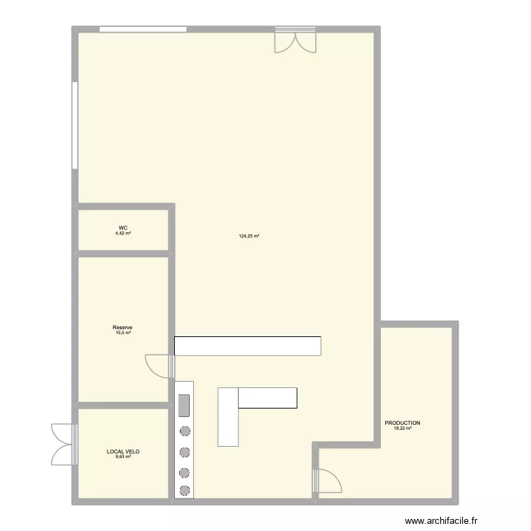 LOCAL TRESSIN. Plan de 5  et 172 m²