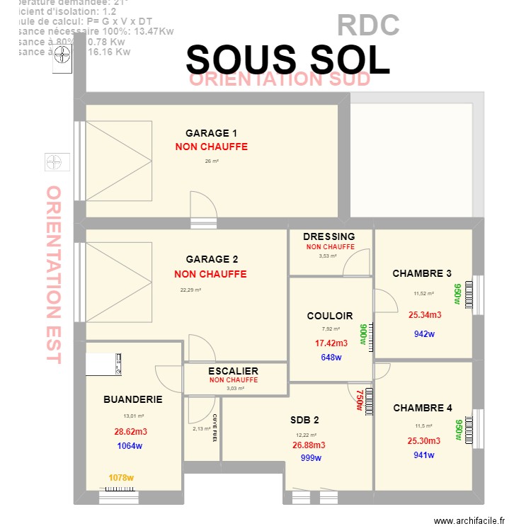 SUD. Plan de 0 pièce et 0 m2