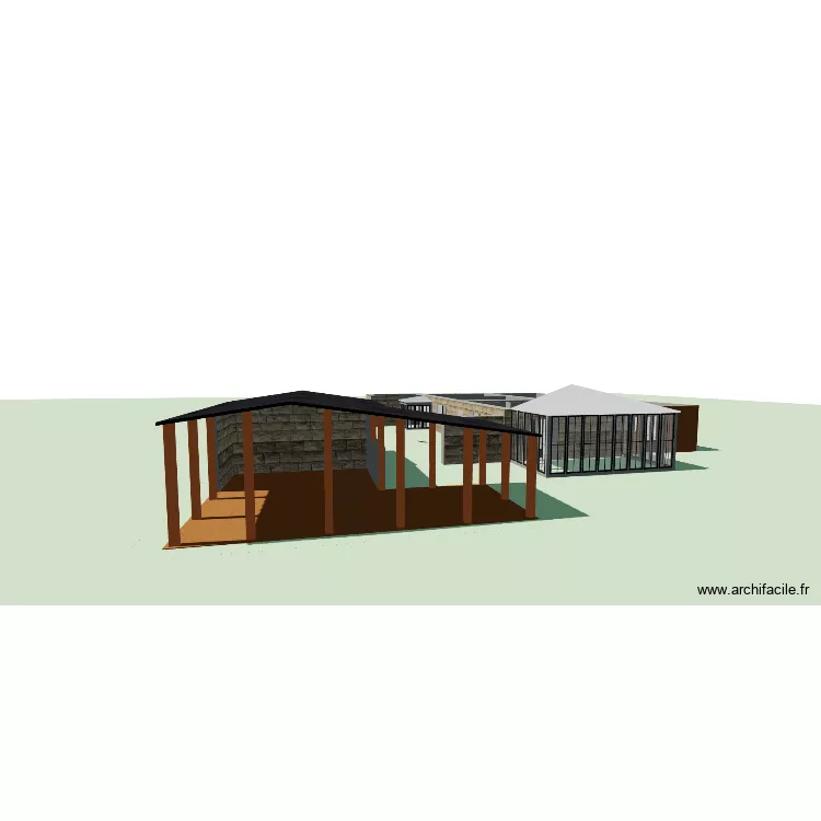 maison avec terrasse. Plan de 21 Pièces et 405 m²