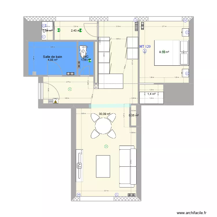 ST PI. Plan de 12  et 53 m²