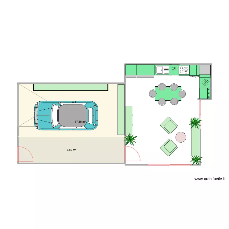 sejour couisine. Plan de 