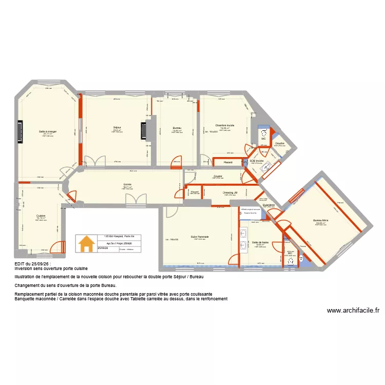 135 Raspail 5e Projet Corniches. Plan de 33 Pièces et 195 m² 135 Raspail 5e Projet Corniches. Plan de 33 Pièces et 195 m²