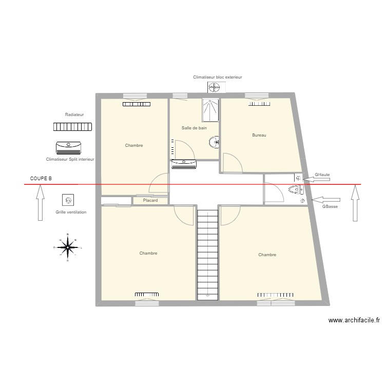 PONTIE R1. Plan de 6 pièces et 59 m2