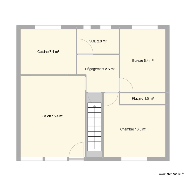 SOULIER. Plan de 8 pièces et 53 m2