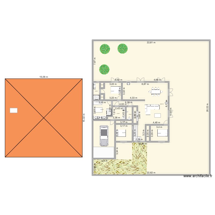 plan 1. Plan de 14 pièces et 560 m2