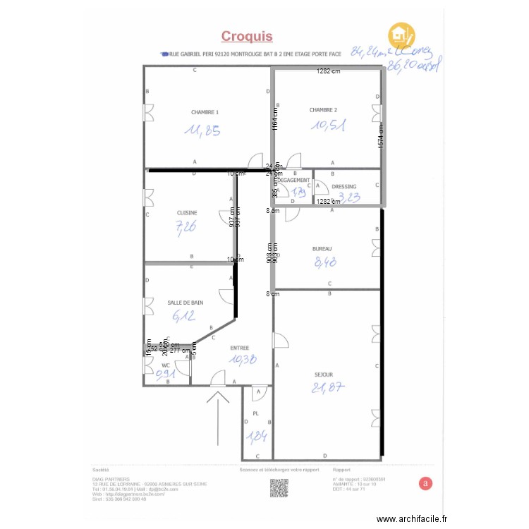 GP Montrouge. Plan de 4 pièces et 204 m2