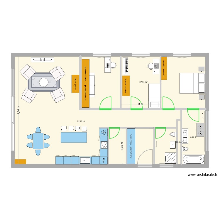 Chatel Nouvelle version. Plan de 4 pièces et 119 m2