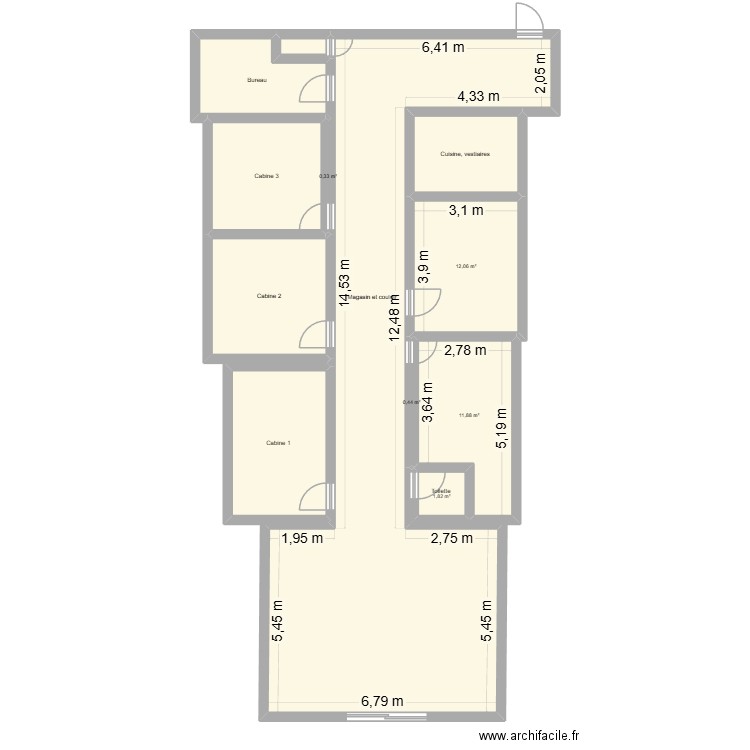 new magasin. Plan de 12 pièces et 152 m2