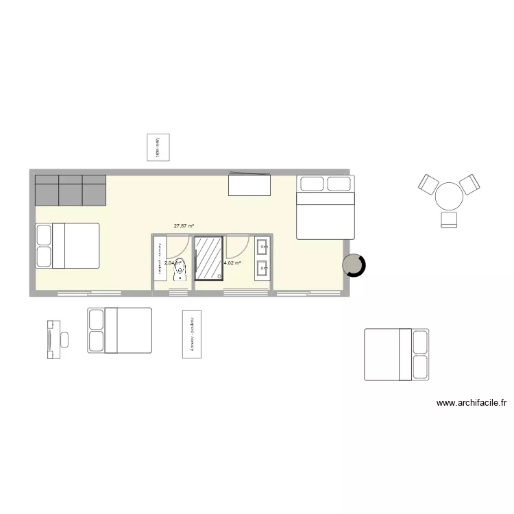 extension 3.94x9.94 -40m2. Plan de 3 Pièces et 34 m² extension 3.94x9.94 -40m2. Plan de 3 Pièces et 34 m²