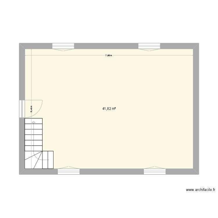 Appart. Plan de 1 pièce et 42 m2