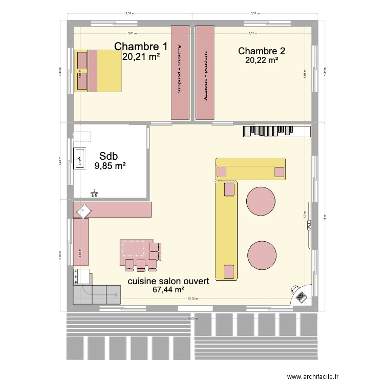 allouda. Plan de 4 pièces et 118 m2