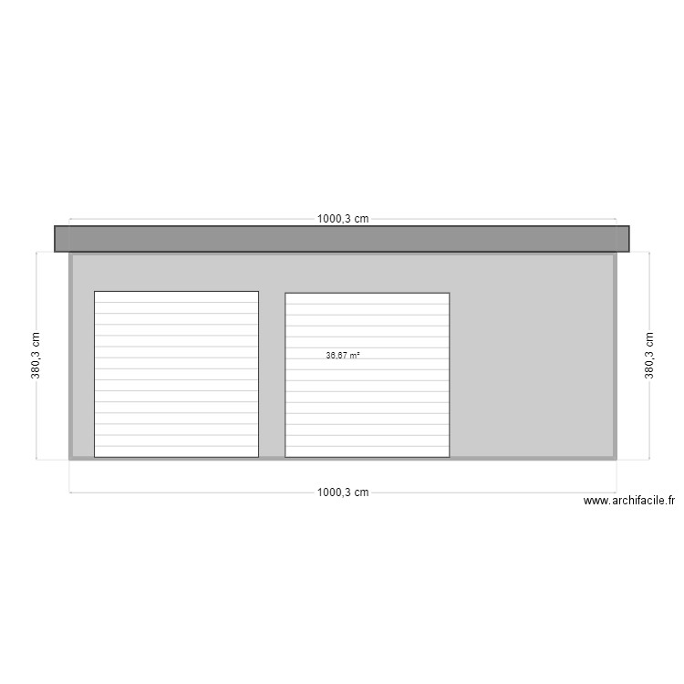 face Nord. Plan de 1 pièce et 37 m2