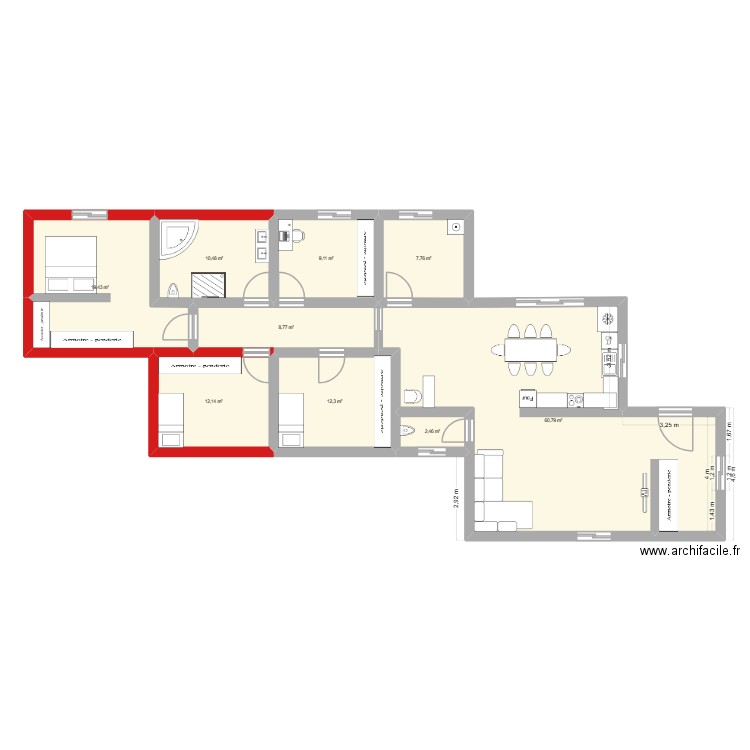ferrals1. Plan de 9 pièces et 143 m2
