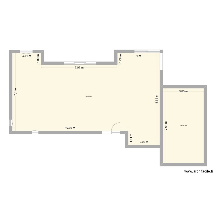 carport. Plan de 2 pièces et 124 m2