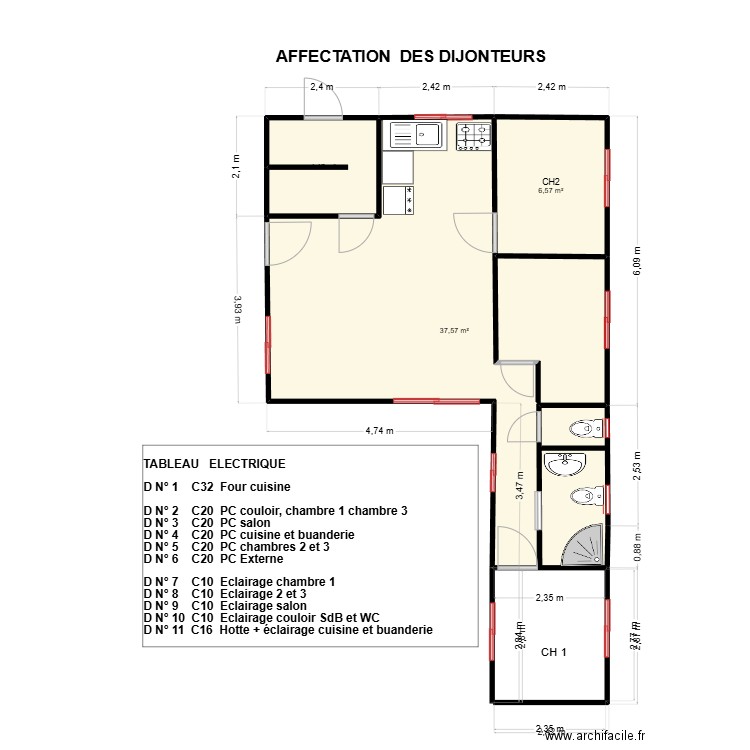 MAISON DE VACANCES Container 1 2025 TE. Plan de 3 pièces et 49 m2