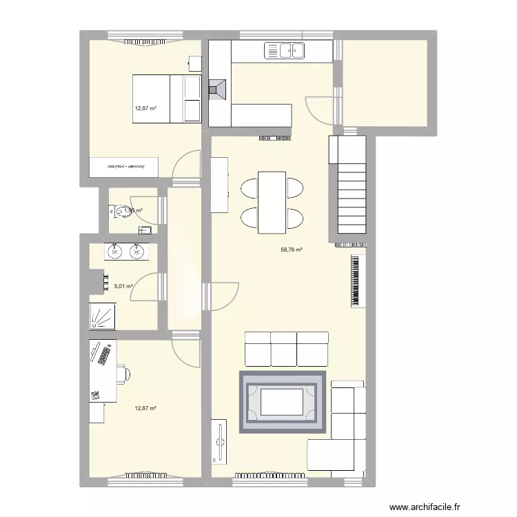 appartement. Plan de 5  et 94 m²