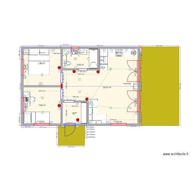 54 Сигнал эл. Plan de 7 pièces et 66 m2