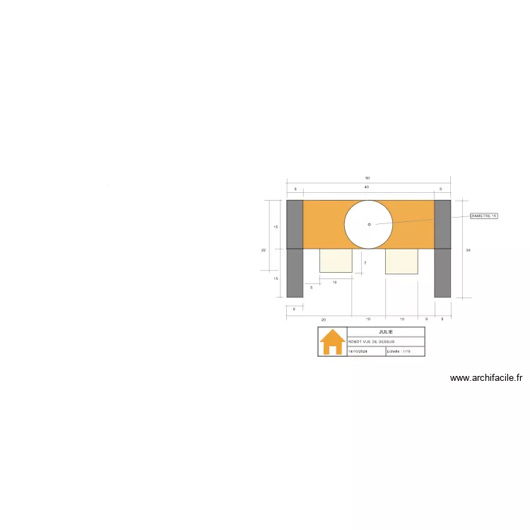 robot vue de dessus. Plan de 