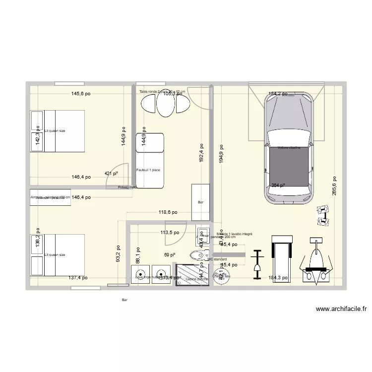 Etape 1 Modifi&eacute;. Plan de 3  et 79 m²
