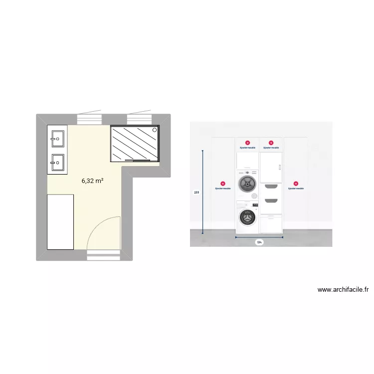 Salle de bain Enfants configuration2. Plan de 