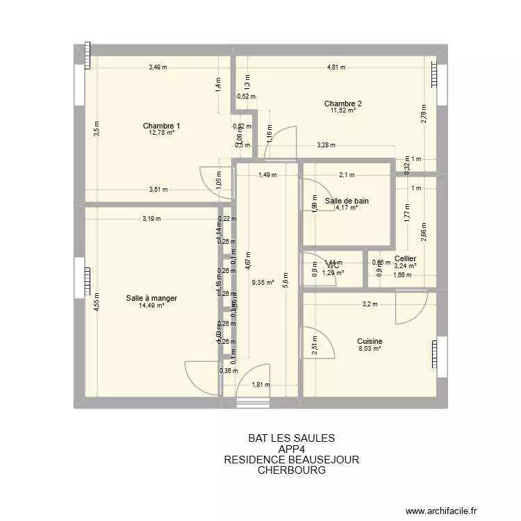 BAT LES SAULES APP04. Plan de 8 Pièces et 65 m² BAT LES SAULES APP04. Plan de 8 Pièces et 65 m²