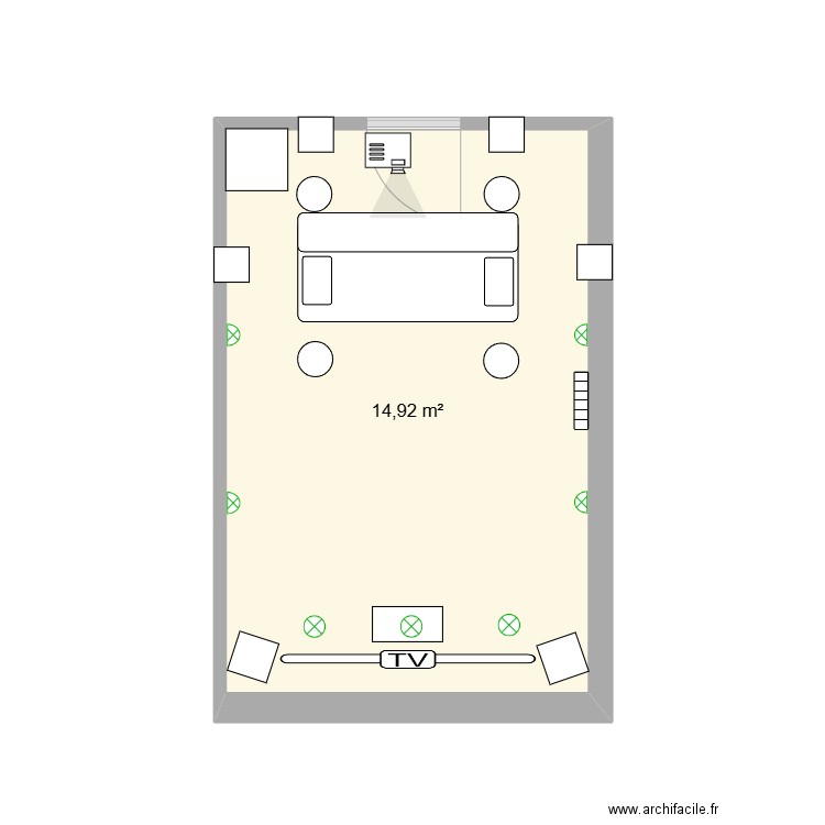 Salle Home cinema. Plan de 1 pièce et 15 m2