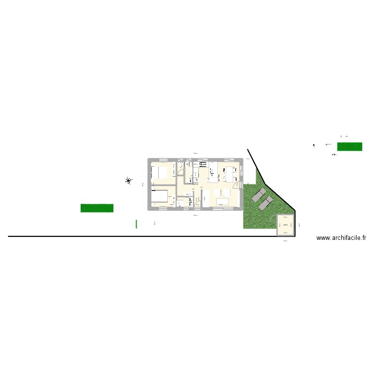 Plan Cancale bungalow avec étage sur 6 m largeur. Plan de 2 pièces et 59 m2