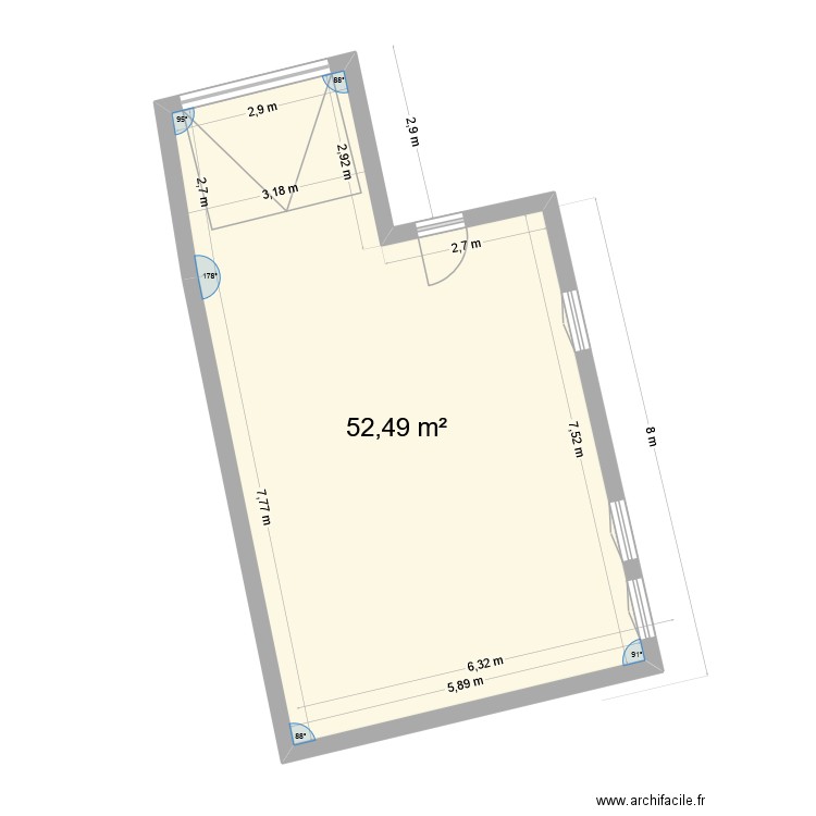 Garage Linkin futur. Plan de 1 pièce et 52 m2