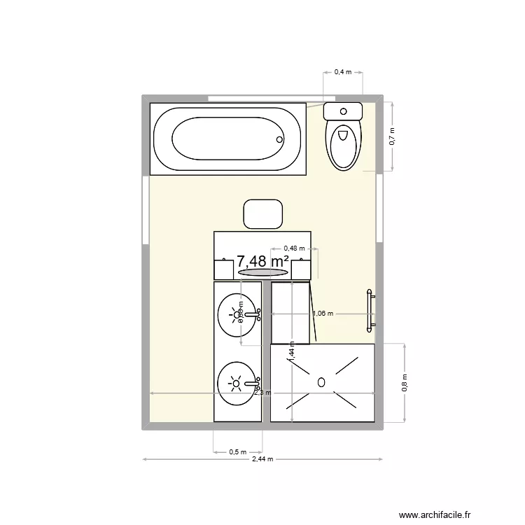 sdB2. Plan de 1 et 7 m² sdB2. Plan de 1 et 7 m²