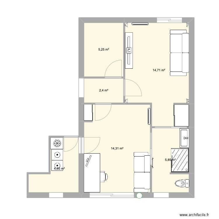 GarageV2. Plan de 6 pièces et 47 m2
